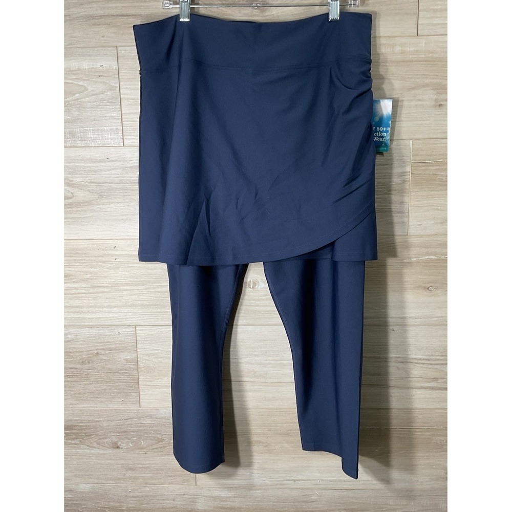 NEW Coolibar Capri Skirted Leggings Womens XL Navy Swim UPF50+ Modest Sporty